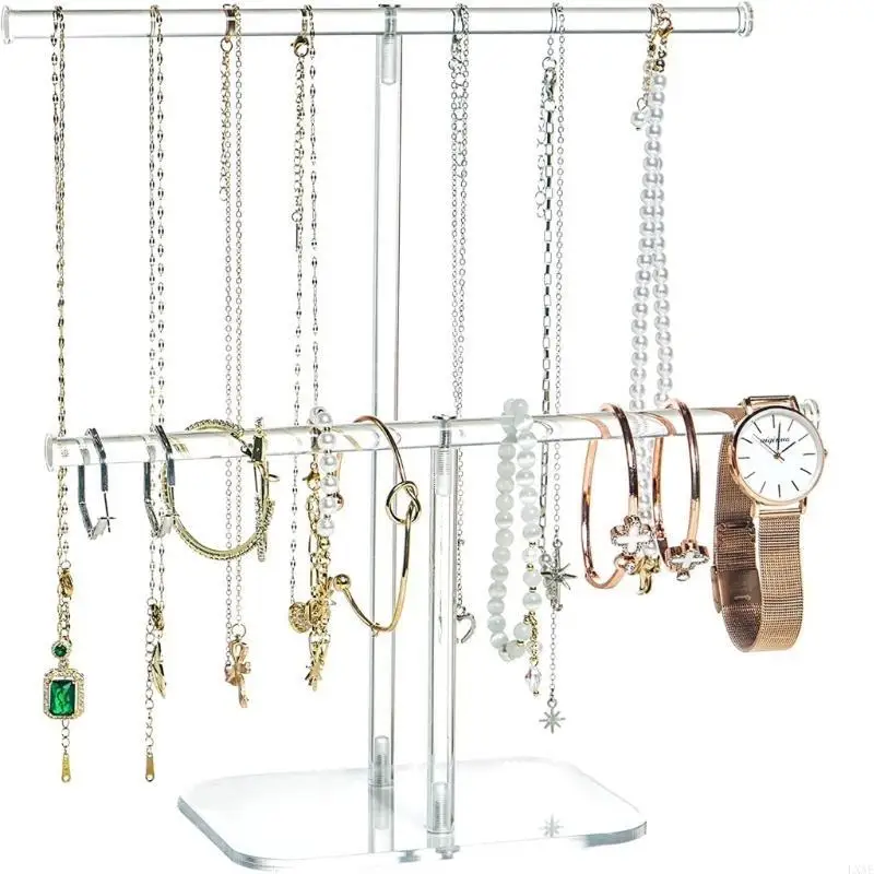 2-Tier Acrylic Clear Headband Hairband Hair Hoop Display T-bar Rack Clear Jewelry for Teen Women