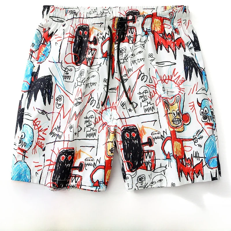 

Qui Dry Printed Beach orts Men's Casual Spor Summer New Arrival Loose Fit Low Waist Polyester Fiber Knee High orts