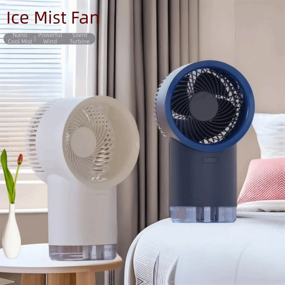 400ml Capacity Water Cooling Desk Fan Gentle Operation Integrated Lighting Portable Fan 3 Speed Selection USB Type C Charging
