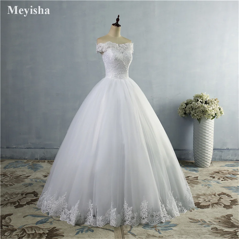 ZJ9097 Customized New White Ivory 2026 Wedding Dress For Brides With Lace Edge Plus Size Maxi Formal Off The Shoulder Gown