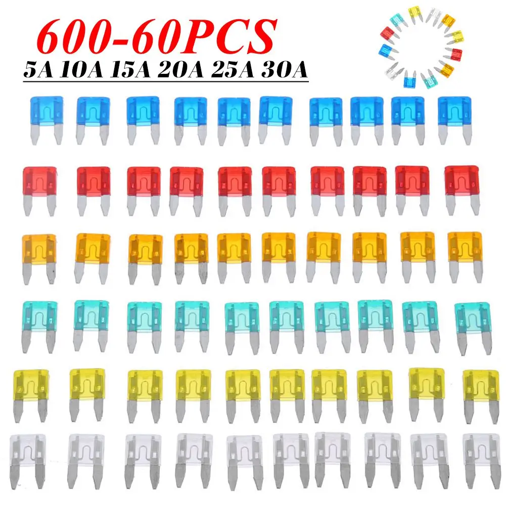 600-60pc Auto Car Truck Mini Fuse Blade 5A-30A Mixed Set Kit Auto Car Styling Car Truck Mini Fuse Mixed Set Kit Car  Accessories