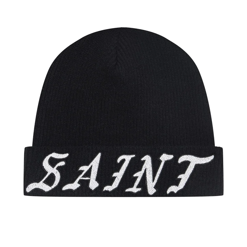 

Зимняя осенняя толстая вязаная шапка Saint из плотной ткани с вышитыми буквами, модная простая шапка Saint