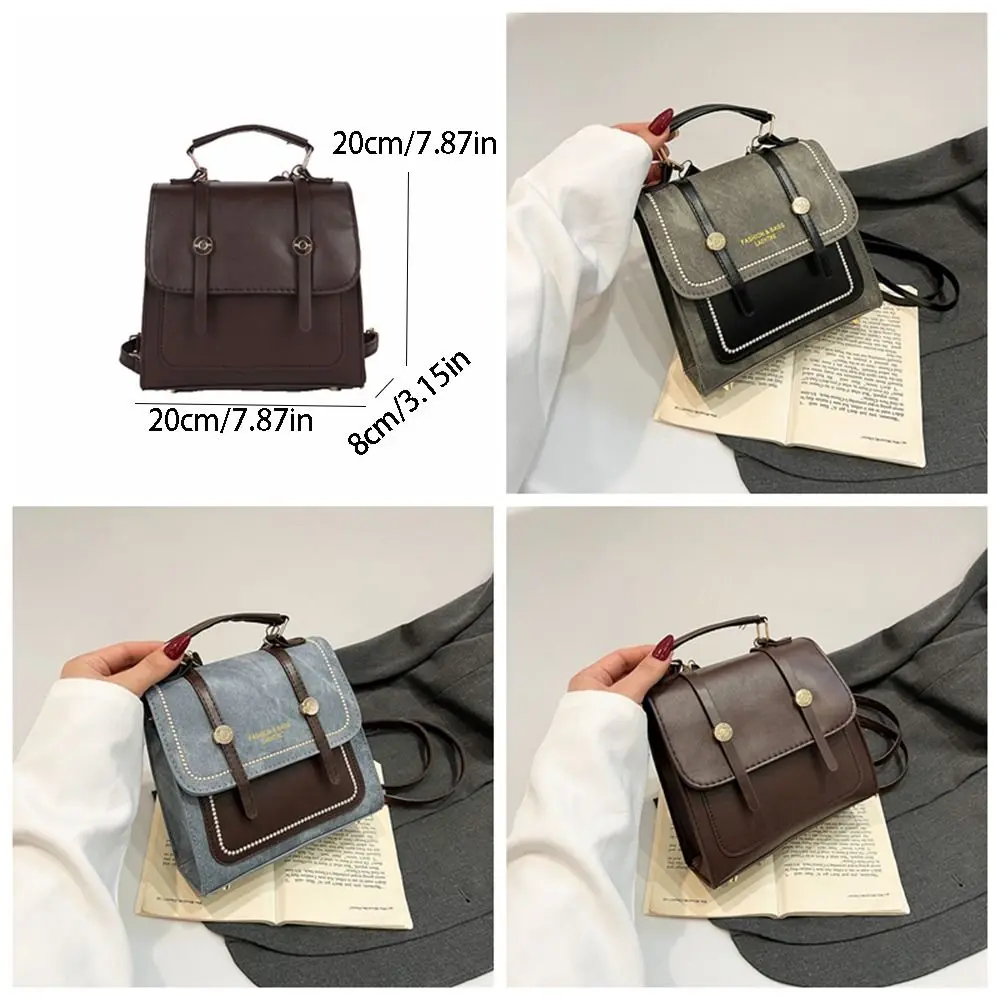 カジュアル韓国スタイル旅行バックパックレトロ多機能クロスボディバッグポータブル小さな正方形バッグ大学生