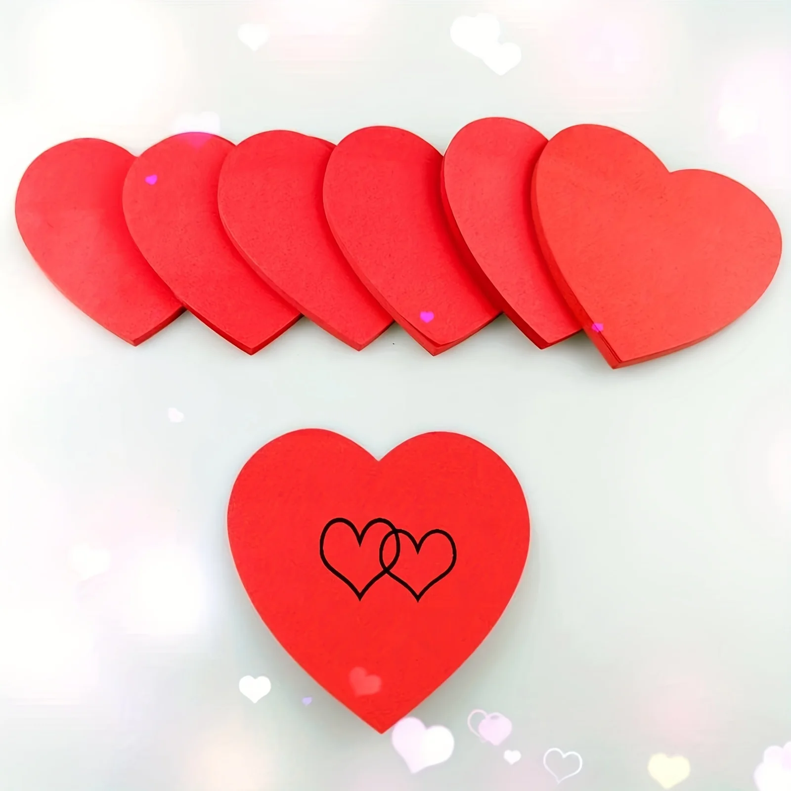 8 Pcs Large Red Love Sticky Notes, Cute Valentine\'s Day Memo Message Paper Kawaii Stationery  Post It Sticky Notes