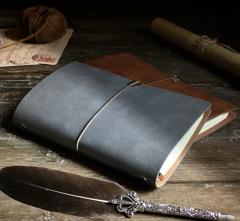 Tagebuch-Notizbuch, Retro-Riemen-Notizbuch, A6, Notizblock, Pu, weiches Loseblatt-Tagebuch, manuelles Buch