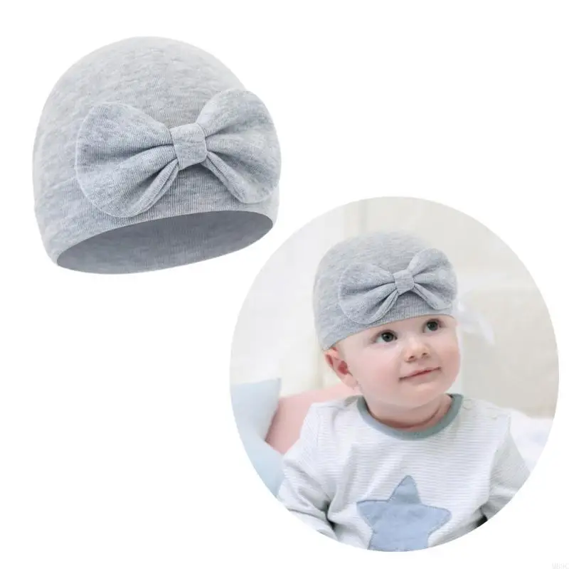 

M89C Baby Hat Newborns Headwear Soft & Breathable Hospital Hat Sweet Bowknot Bonnet