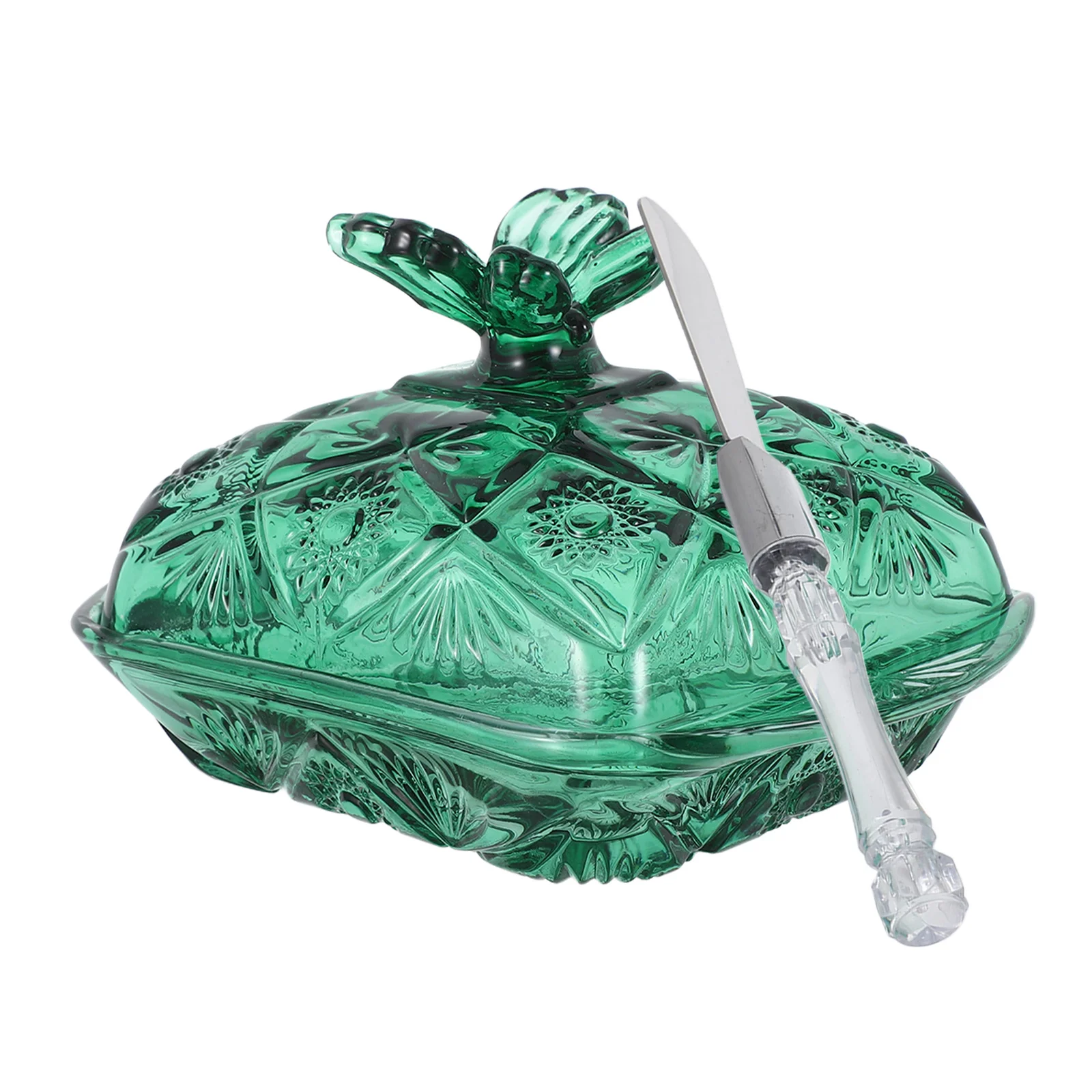 

Стеклянное блюдо для масла с зеленым куполом, герметичный держатель для масла, столешница для хранения, свежесть, консервация, торт, сыр, десерт