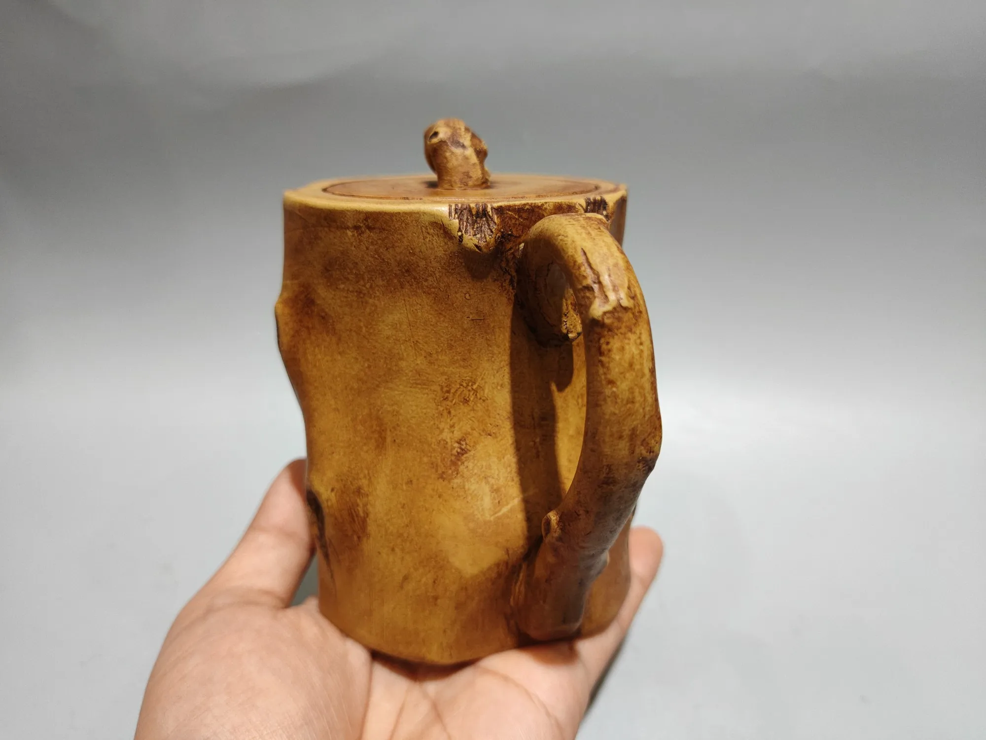 Chinese Yixing Purple Clay Pot Raw ore Huangduan sand Tree stump pot Gongchun pot Kettle Teapot Flagon Gather fortune Ornaments