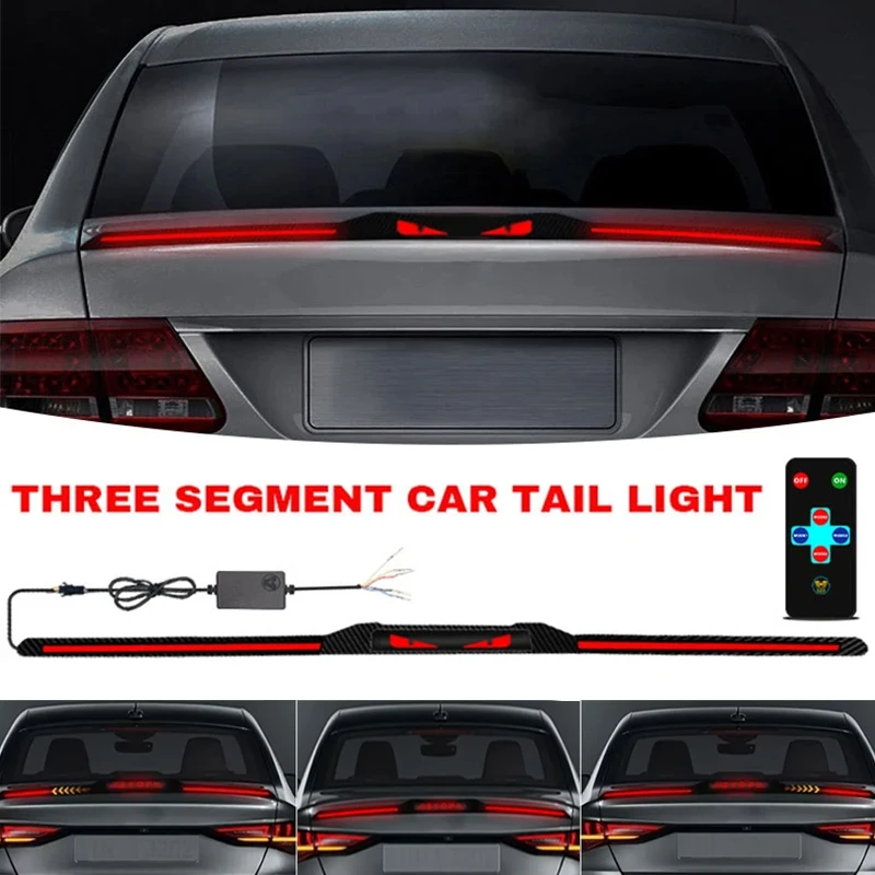 New 1 Set Devil's Eye Adjustable Car Tail Lights 120-130CM Three-SEGMENT Waterproof Stop Turn Tail Light Panel Remote Control