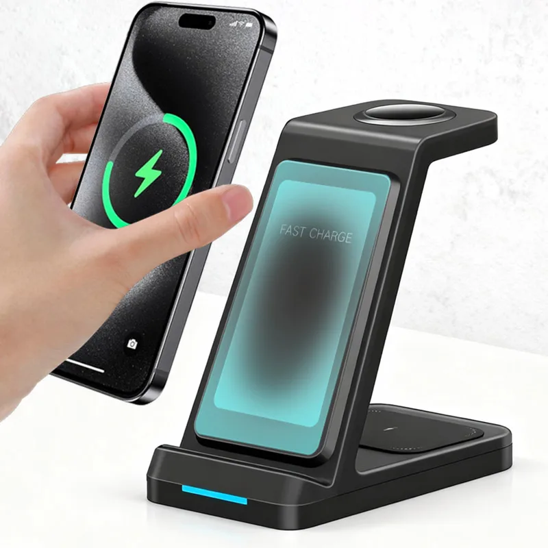 3 in 1 Wireless Charger Stand For iPhone 17 16 Pro Max 15 14 13 12 Apple Watch 11/10/9/8/7 Airpods Pro 3/2 Fast Charging Station
