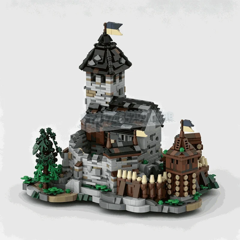 Mini Blaustein City Castle Outer Bailey Extension MOC Model Medieval Architecture Building Blocks DIY Assembly Toy Festival Gift