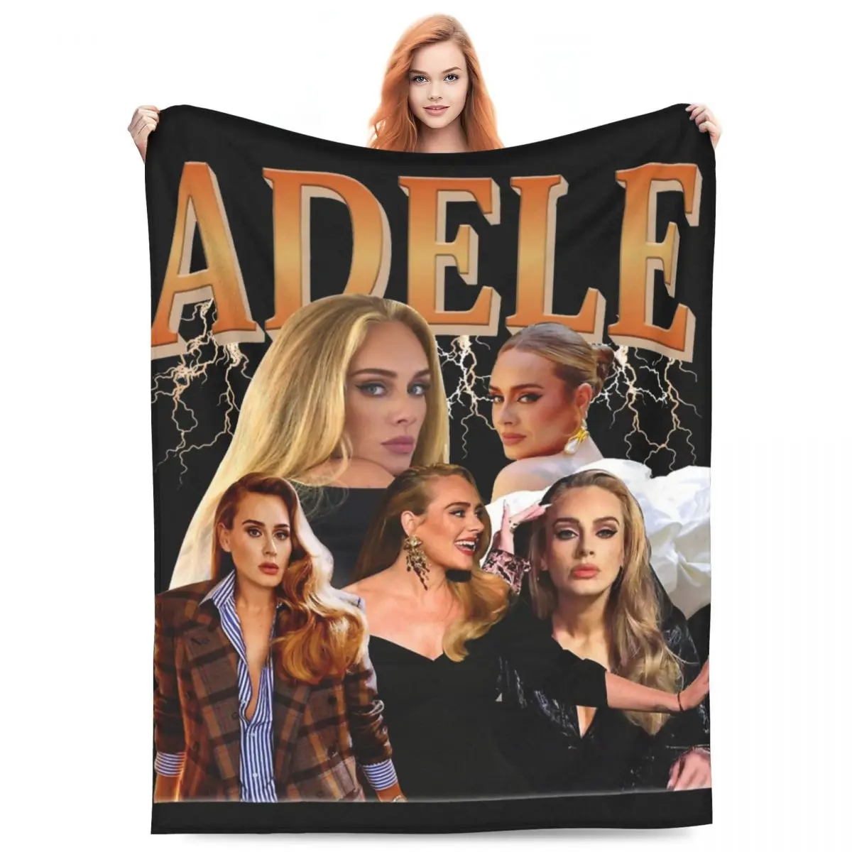 Adele Blankets Flannel Print Multi-function Lightweight Thin Throw Blanket for Sofa Car Quilt