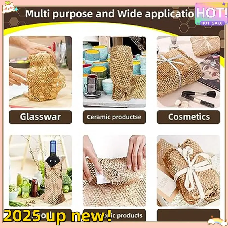1PCS Honeycomb Paper Degradable Anti-Collision Grid Honeycomb Wrapping Paper 30Cmx50 Meters