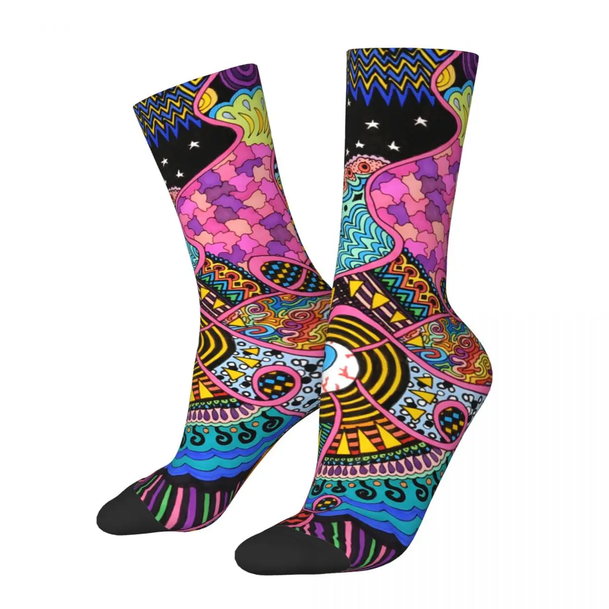 Crazy compression Thought Broadcasting Sock for Men Vintage Seamless Pattern Crew Sock Novelty