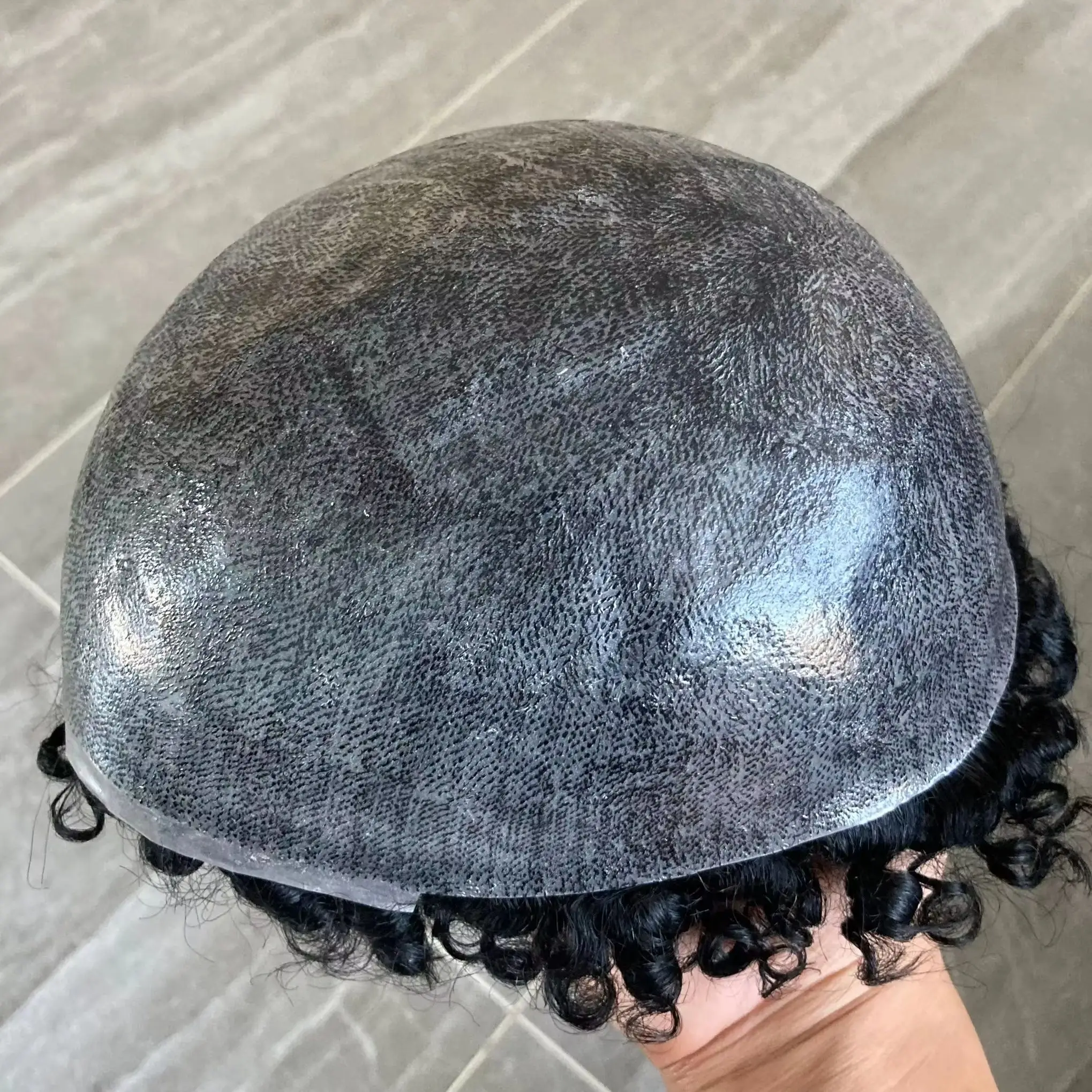 360 موجات 10 مللي متر تصفيفة الشعر المجعد الأفرو الرجال الشعر البشري دائم سوبر 0.1 مللي متر الجلد رمادي أسود الرجال الشعر المستعار أفريقيا الذكور الشعر الاصطناعية