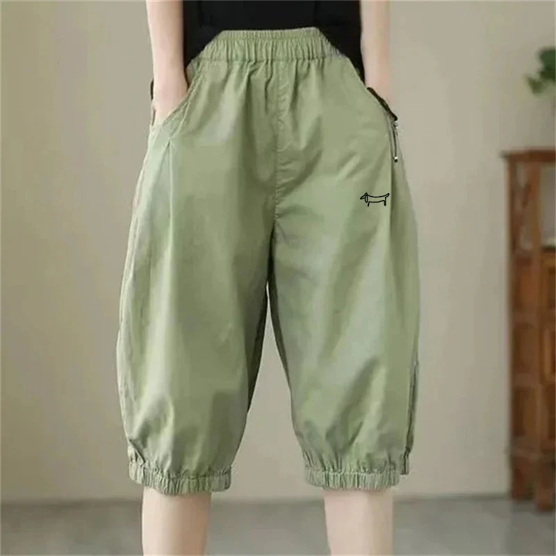 Summer Pure Cotton Women's Golf Shorts New Loose Waist Slimming Harlan Wide Leg Golf Pants Fashion Casual Female Golf Clothing