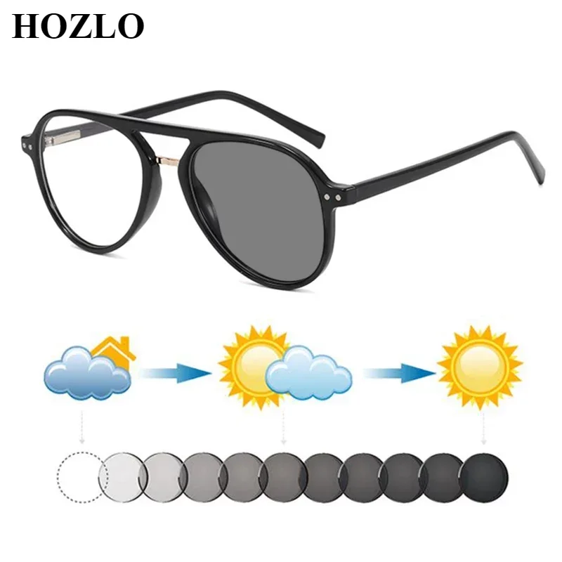 New Fashion Insert Core Legs Men Photochromic Pilot Myopia Sunglasses Women Retro Rivet Shortsighted Dark Glasses Travel Driving