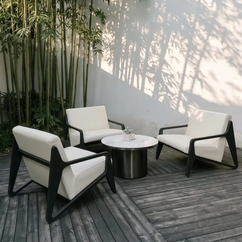 Outdoor stainless steel table, chair and sofa combination, villa courtyard, community, hotel and bed and breakfast department,