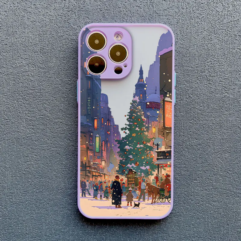 Ins Cartoon-Weihnachtsstil-Telefonhülle für iPhone 17 16 Pro Max 15 14 13 12 11 Pro Max XR XS X 16 Plus Straßenbild-Telefonabdeckungen – Detail 7