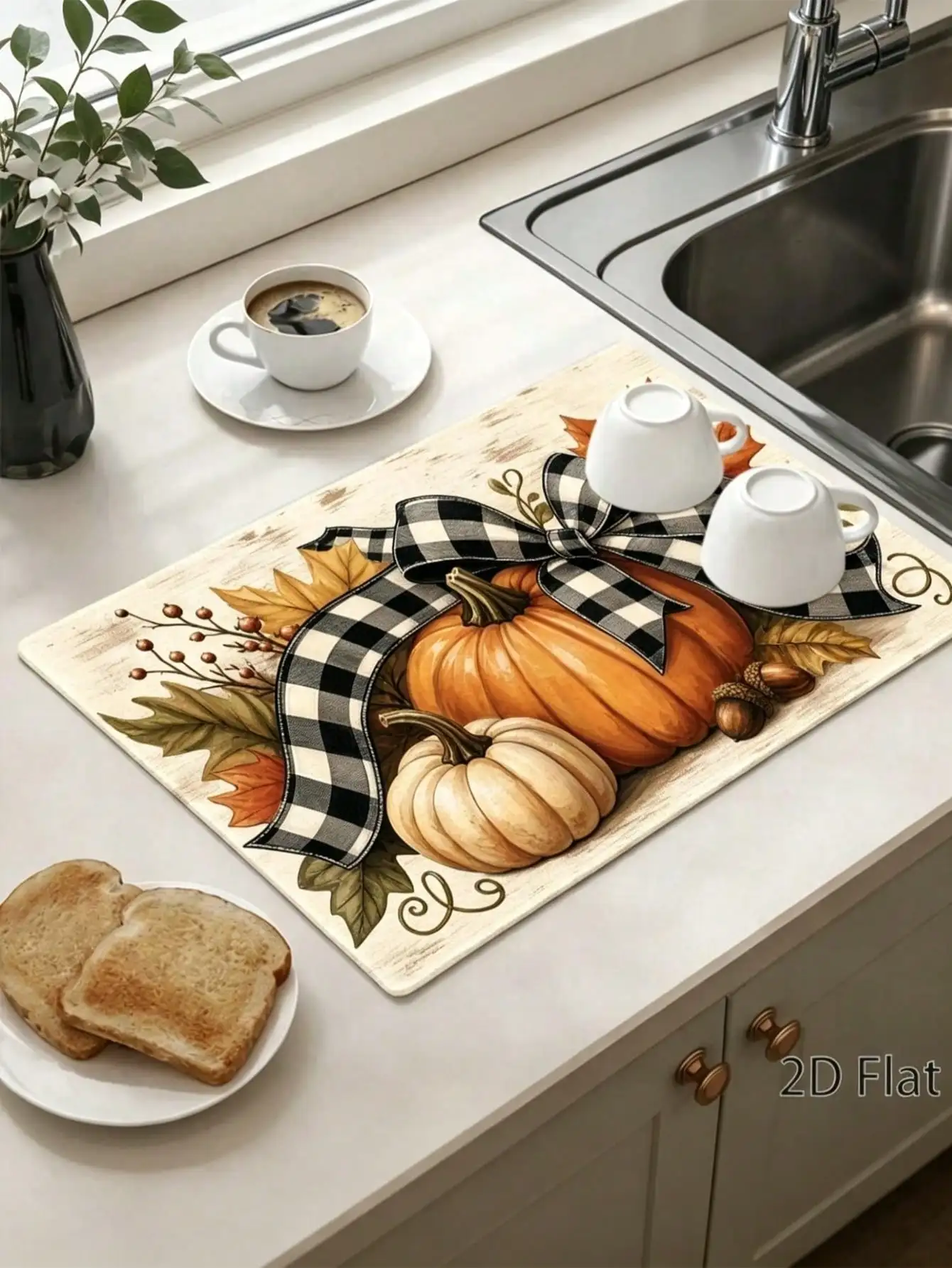 2D Flat, Autumn Harvest Pumpkin Pattern Stove Top Cover, Rustic Plaid Bow Design, Cozy Fall Kitchen Decor, Scratch Resistant, Durable & Reusable Stove Top Cover Board, Ideal For Glass, Kitchen Essentials, Fall Decor, Fall Home Decor