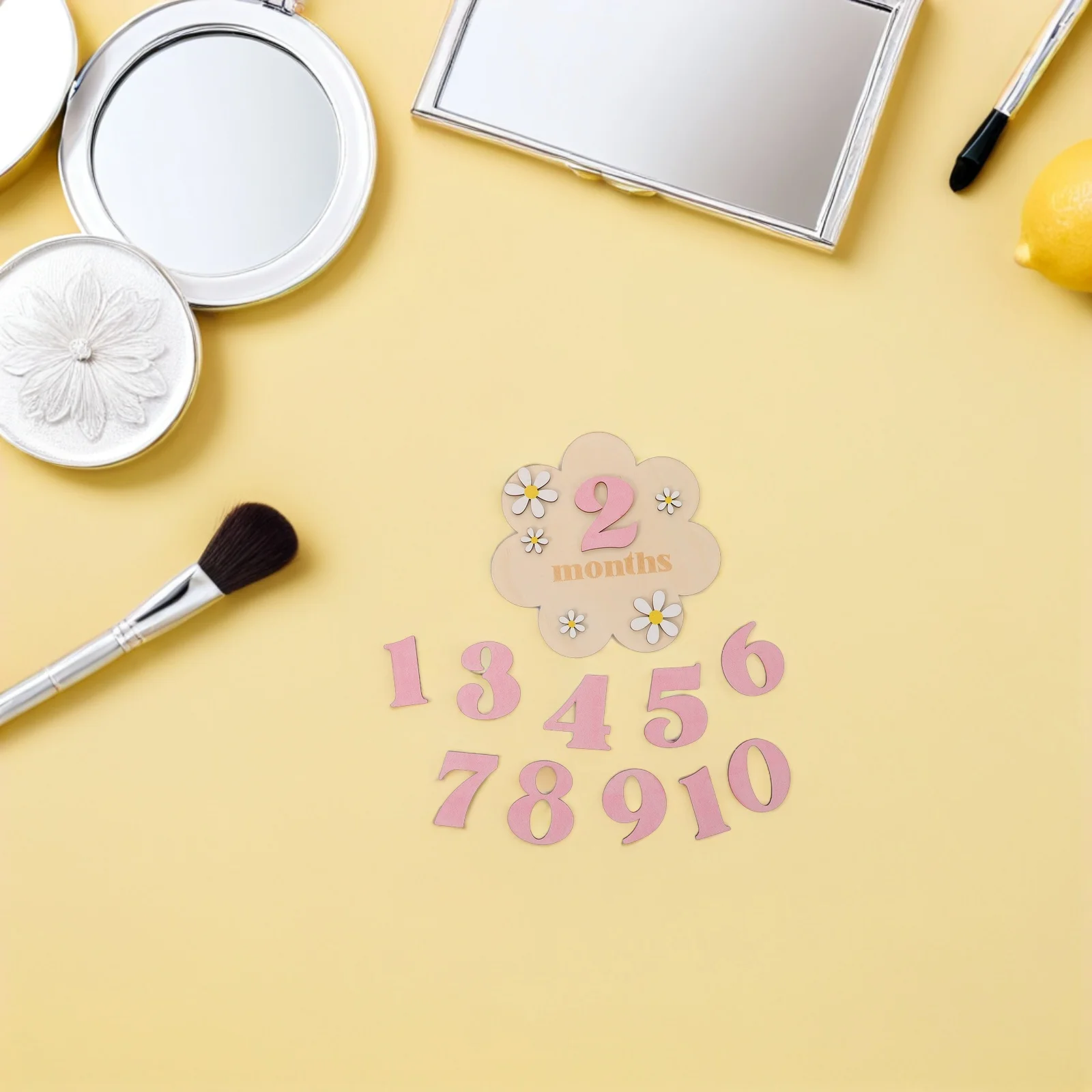 

2Sets Baby Monthly Signs Birth Flower Wooden Plaques Monthly Photo Props Baby Shower Nursery Floral Wall Decor