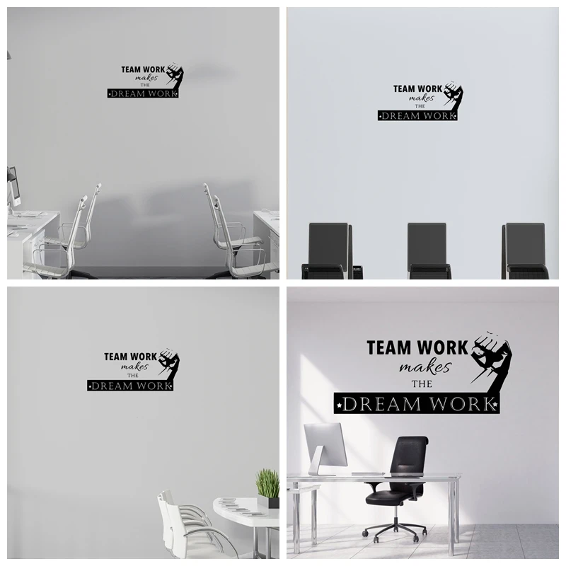 

1 pc hot sale teamwork makes the dream work Wall Stickers Modern Fashion Sticker For office Decoration Art Decor Wallpaper