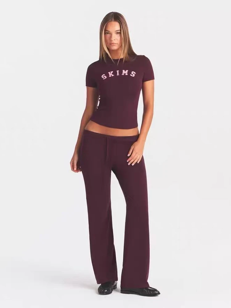 American Style Letter T-Shirt Women's Slim Fit round Neck Short Sleeve Casual Summer New Arrival Online Store Fashion Ladies