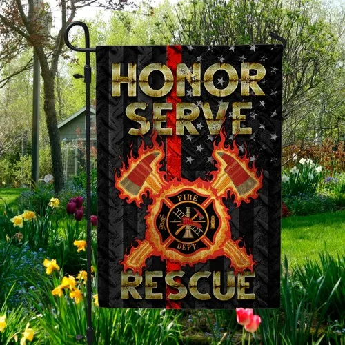 Honor Serve Rescue Firefighter American Outdoor Graden Flag ZZO EEZ