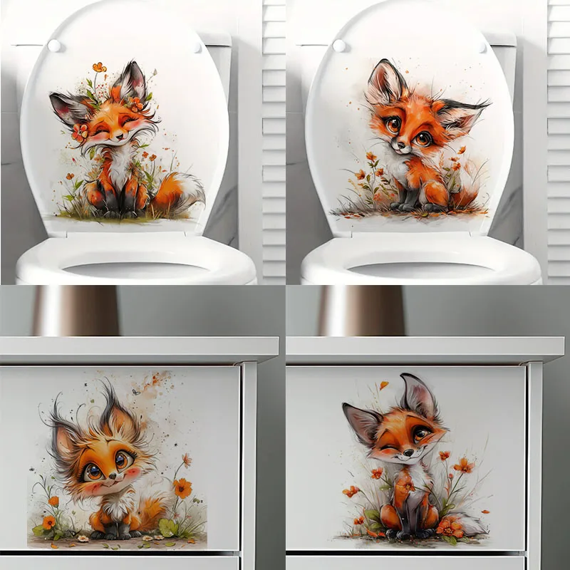 

Quirky Funny Fox Sticker, Apply for Toilet Lid, Wall, Door, Cabinet, Window, Car Decoration, Vinyl Animal Decals