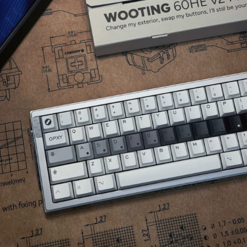 FBB OPXY WHITE Gradient PBT Keycaps 1.7mm Thick Dye-Sub Keycap Set Cherry Profile Cross Stem Custom Mechanical Keyboard Keycaps