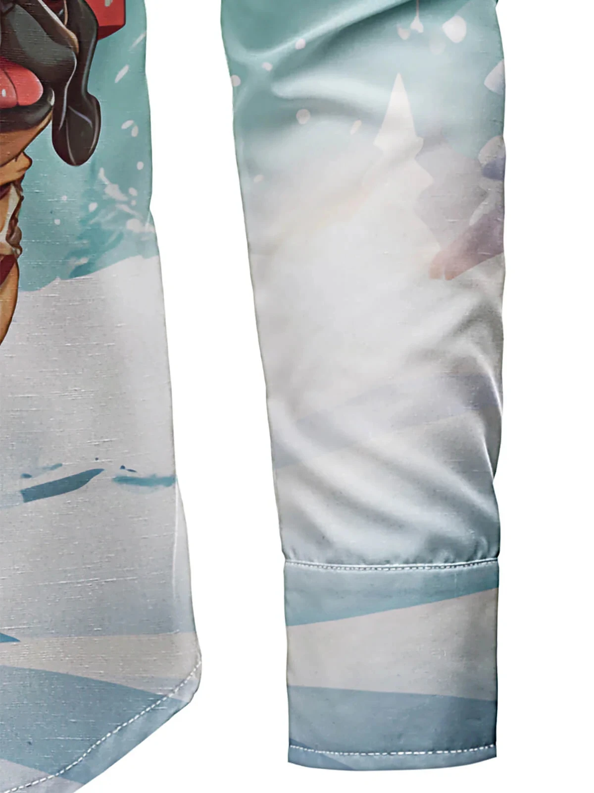 قميص رجالي لمحبي الحيوانات الأليفة لعيد الميلاد بتصميم سانتا والكلب، بأكمام طويلة لحفلات العطلات الاحتفالية