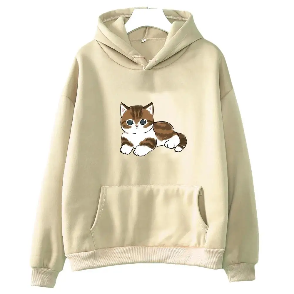 Cute Cat Cartoon Graphic Printed Hooded Men Women Aesthetic Trendy Hoodies Casual Loose Pullover Female High Quality Sweatshirt