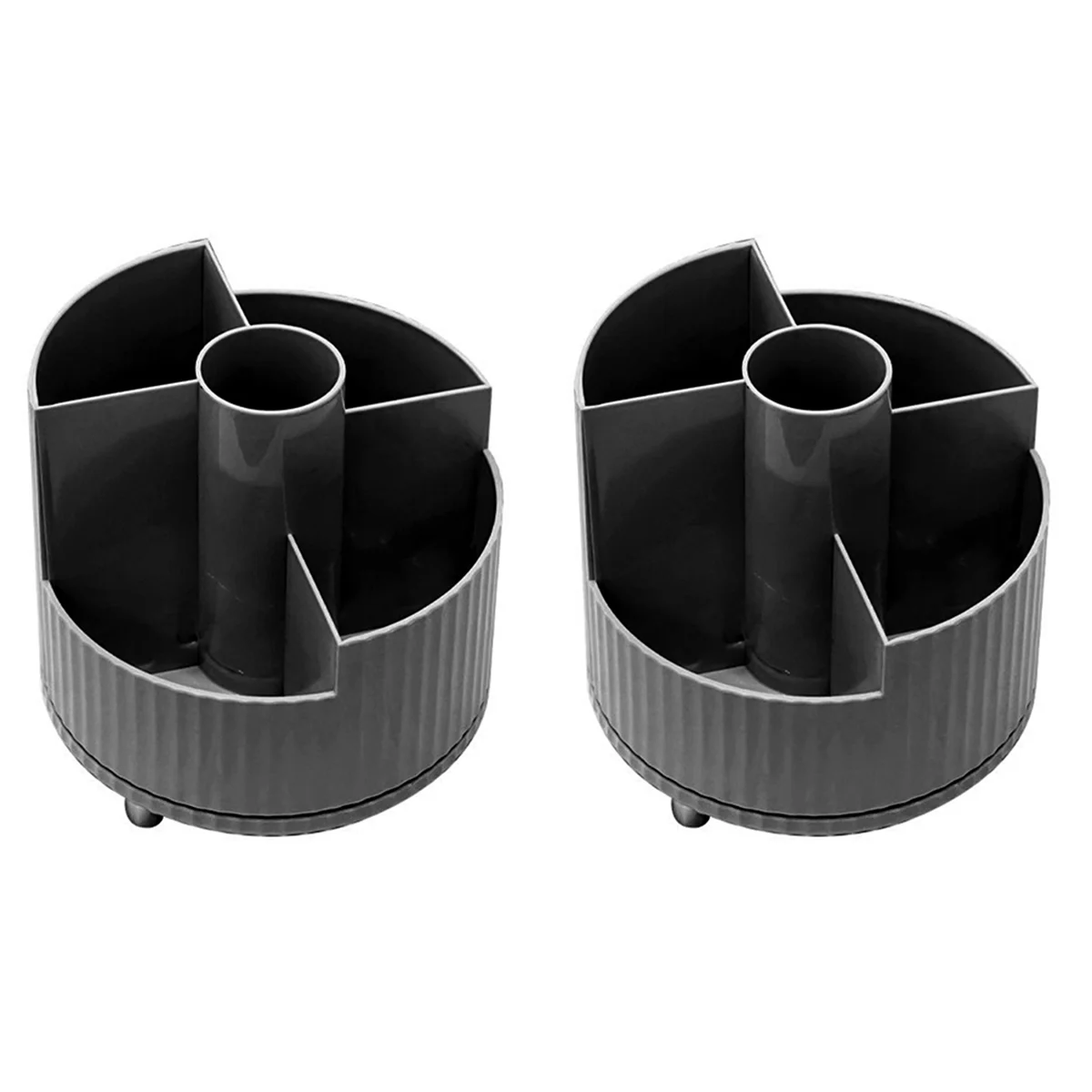 2PCS Desk Pencil Pen Holder, 3 Slots 360-Degree Spinning Pencil Pen Desk Organizers for Office, School Black