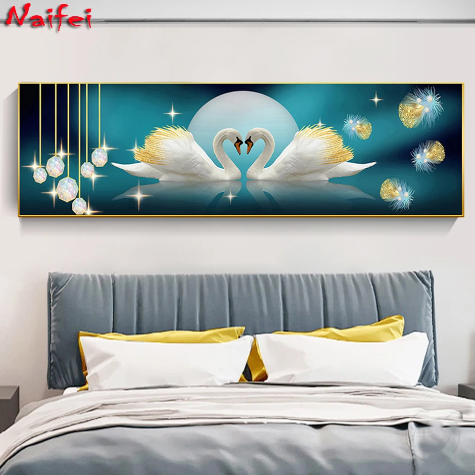 5d Diamond Painting Full Drill 2022 New Living Room Paste Diamond Embroidery Cross Stitch Bedroom Bedside Swan Nordic Wall Decor