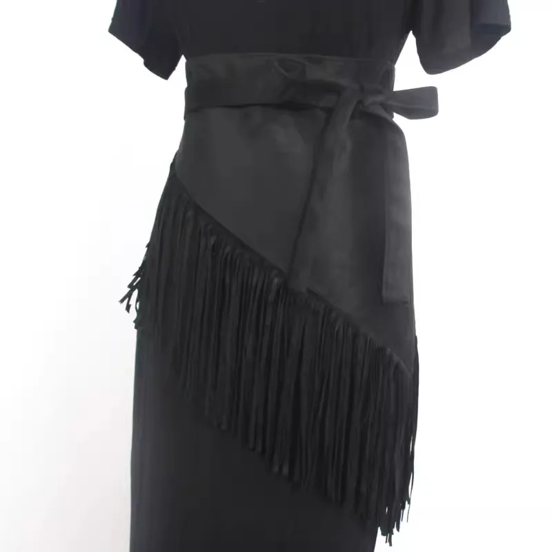 Women's Black Velvet Corset Belt – High-End Decorative Waist Cincher for Dresses and Shirts, Wide Sash Belt with Scarf