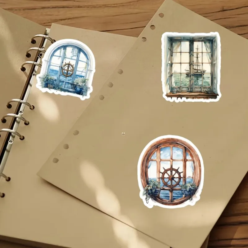 15pcs Cute Self-made Watercolor Navigation Window Landscape Decoration Stickers/Scrapbooking adecorative/DIY Craft Photo Albums