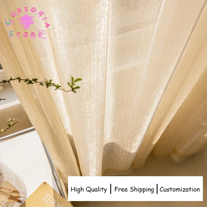 

Sample Custom Luxury French Golden Sheer Curtains for Living Room Bedroom Tulle Window Hall Gauze Light Filtering Drapes Decor