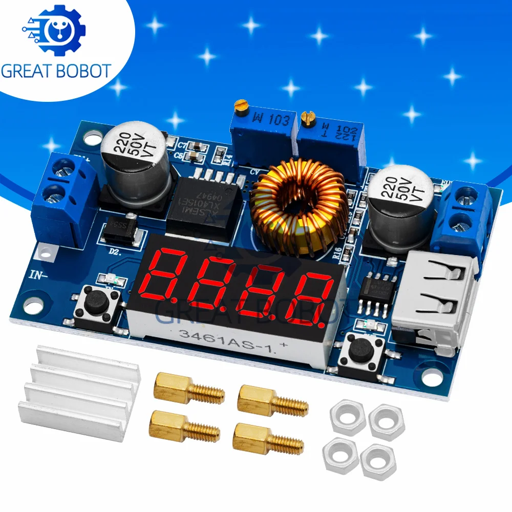 5A 75W Adjustable CC/CV Power Step - down Charge Module: LED Driver with USB Voltmeter, Ammeter &  Voltage Regulator