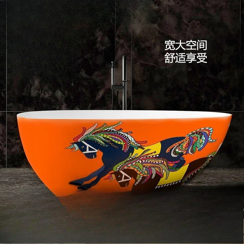 

Ванна из искусственного камня с покраской, отдельностоящая, для дома, отелей и B&B, креативная художественная ванна, оптовая продажа от производителя на заказ