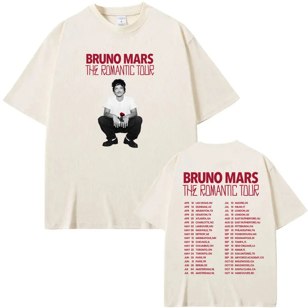 

2026 The Romantic Tour TEE American singer-songwriter Bruno Mars High Quality Fashion Tee-shirt Fashion 100%Cotton Camisetas