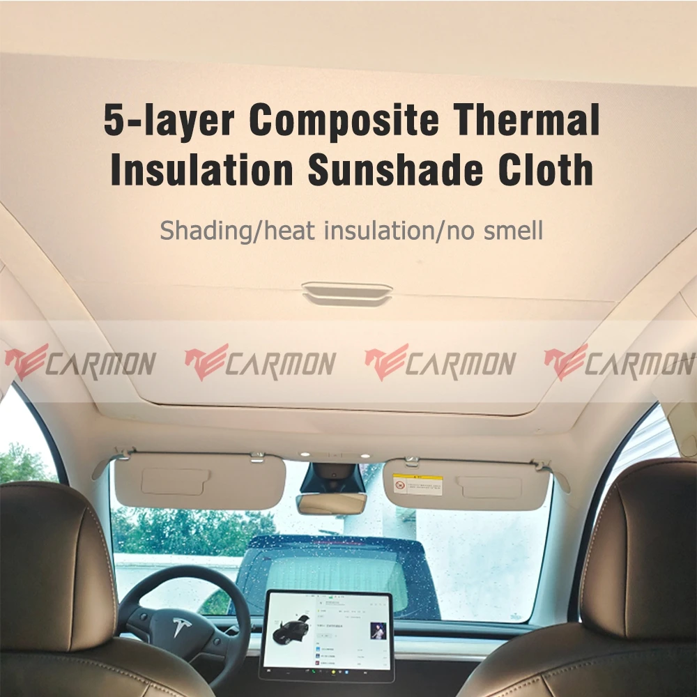 Window Sun Shade UV Rays Protection Front Rear Pads Retractable Sunroof for TeSLA Model Y