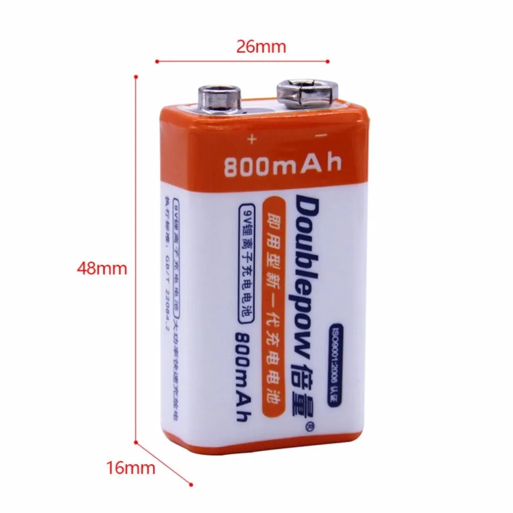 1 pçs/lote 9v bateria recarregável 800mAh 9V bateria de lítio adequada para multímetro instrumento microfone bateria
