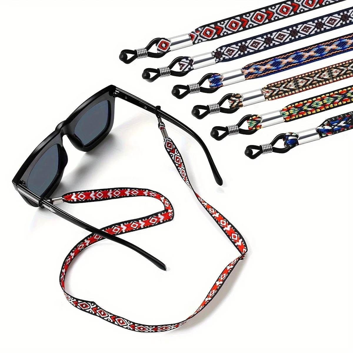1/2 piece vintage glasses rope woven with patterned wide stripes, anti slip and anti slip glasses rope, fixed hanging rope