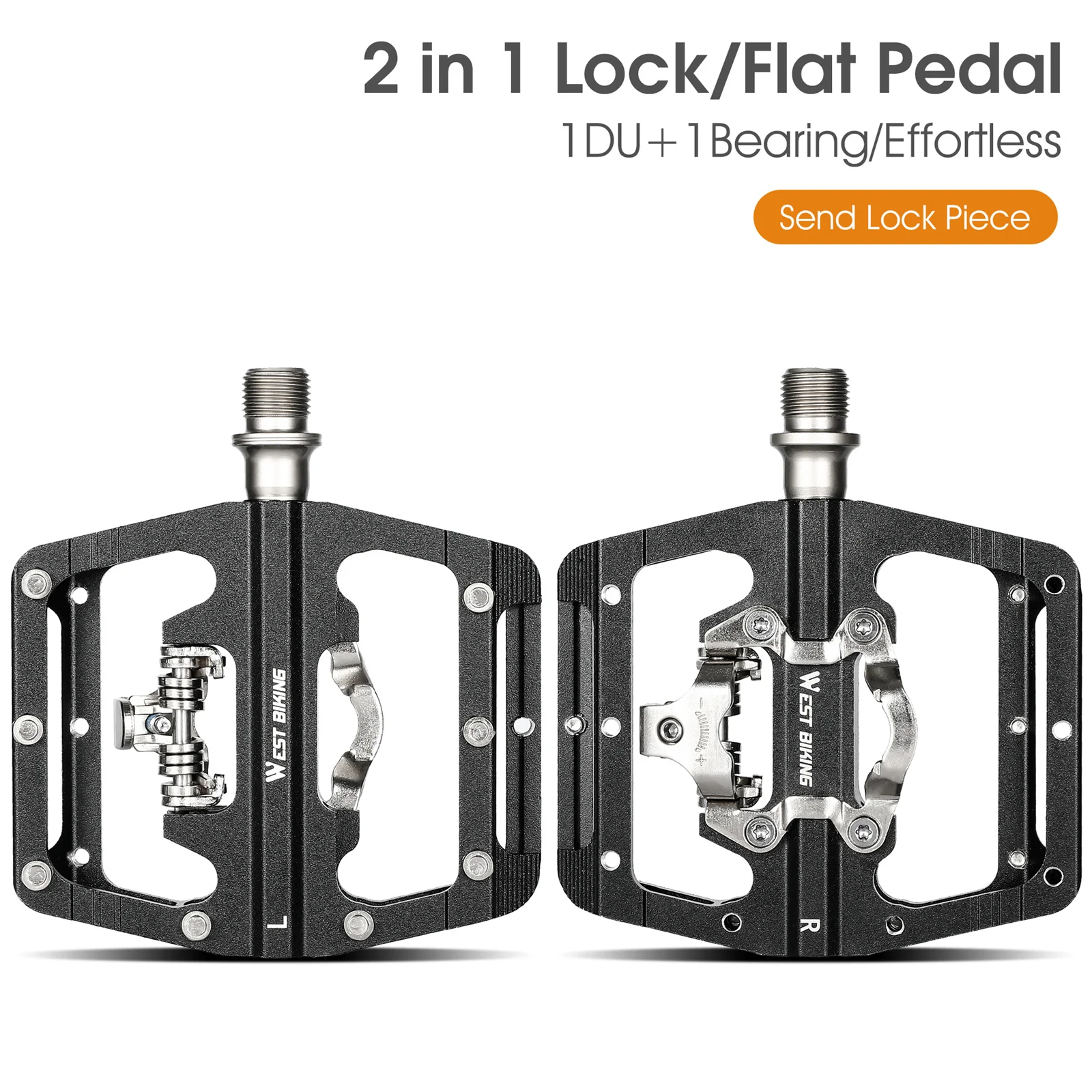 AliExpress West Biking WEST BIKING Mountain Bike Pedals Dual Function Sided Pedals Plat & SPD Clipless Pedals Sealed Bearings, 9/16 Bicycle Pedal