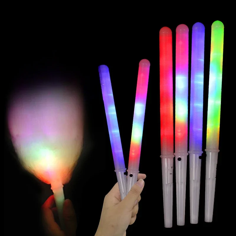 1pcs Colorful LED Glow Sticks Cotton Candy Cones Reusable Glowing Marshmallows Sticks Cotton Candy Cones Colorful Glowing