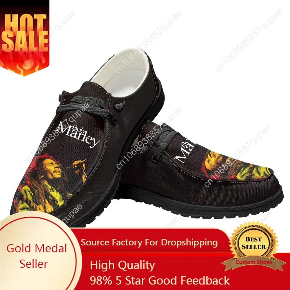 

Bob Marley Casual Shoes Jamaica Singer Reggae Rock Men Woman Flat Shoe Breathable Lightweight Footwear Couple Custom Made Shoe