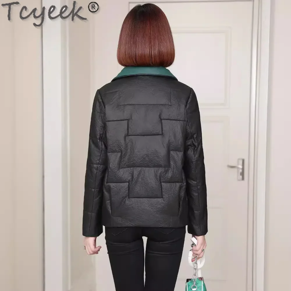 Tcyeek Chaquetas De invierno para Mujer, chaqueta De plumón De cuero genuino, ropa para Mujer, abrigo coreano, abrigos De piel De oveja, Chaquetas De Mujer