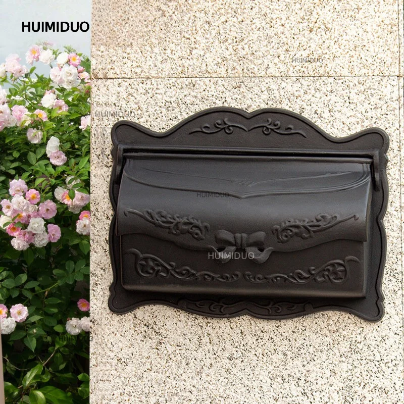 European-style Villa Door Mailbox Outdoor Household Mailbox Wall-mounted Community Unlocked Inbox Creative Aluminum Box Mailbox