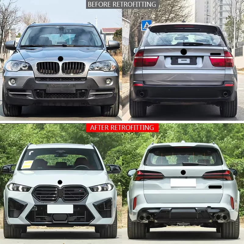 New SIYU for X5 E70 2007-2010 Car Body Kit Front & Rear Bumper Upgrade with Fog Light Cut-Outs F95 LCI X5M Bolt-On