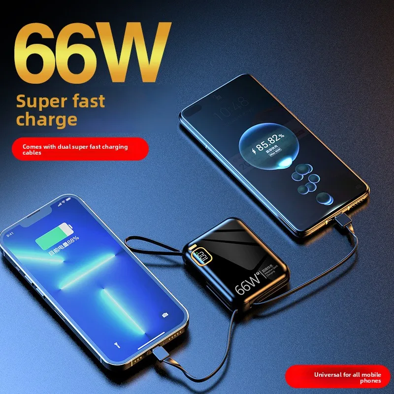 

Новый аккумулятор большой емкости 20000 мАч, 66 Вт, быстрая зарядка со встроенной линией, аккумулятор для мобильного телефона с двусторонней быстрой зарядкой